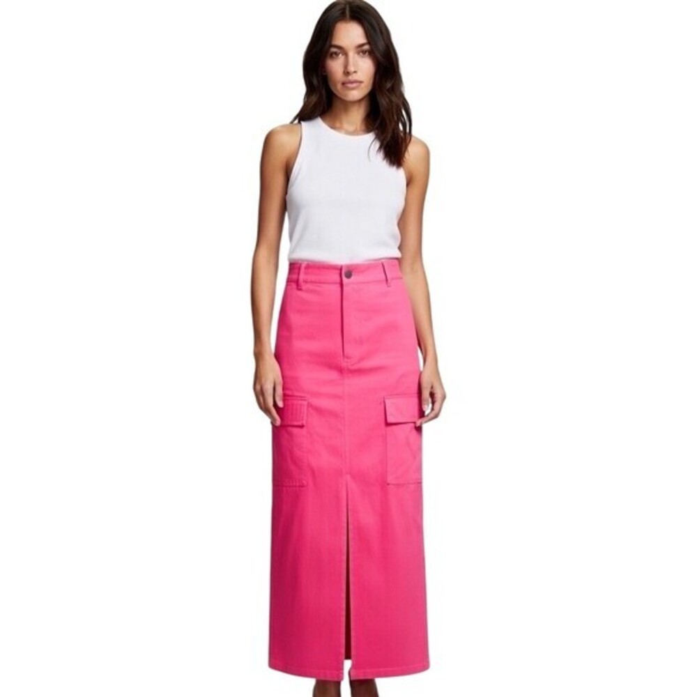 Topshop Bright Pink Maxi Cargo Skirt